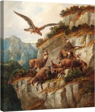 Диви кози и орел на стръмна скала, 1871