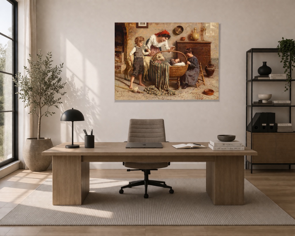 Идилична семейна сцена с новородено - Image 4
