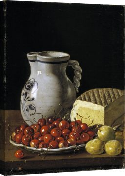 Натюрморт с череши, сливи, сирене и делва